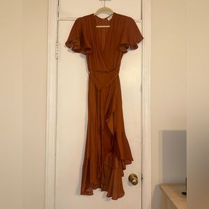 Petal and pup size US 4 worn once. Burnt orange midi dress